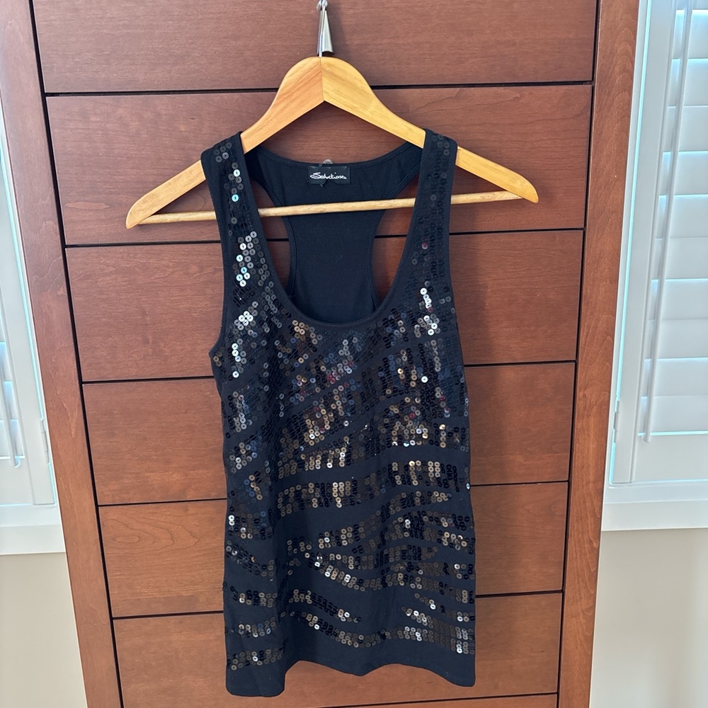 Y2K Black Sequin Tank Top